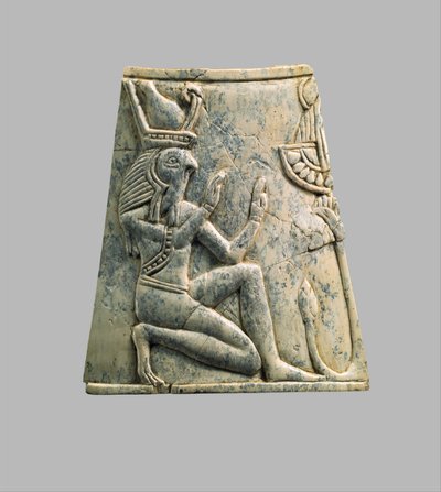 Plaque with falcon-headed Re wearing crown of Upper and Lower Egypt, c.8th–7th century BC by Neo Assyrian